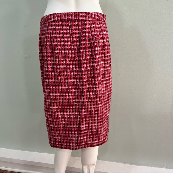 NWOT TALBOTS Skirt Pink Plaid Wool Zipper Midi Career Office - Picture 4 of 8